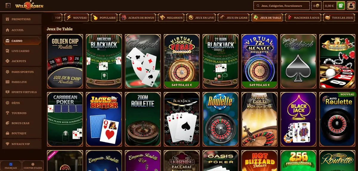Accedi a Wildrobin Casino